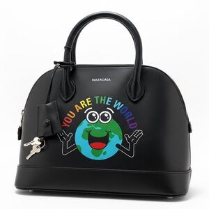 Balenciaga Black Ville Top Handle with “You are the World” - The Lux Doctor